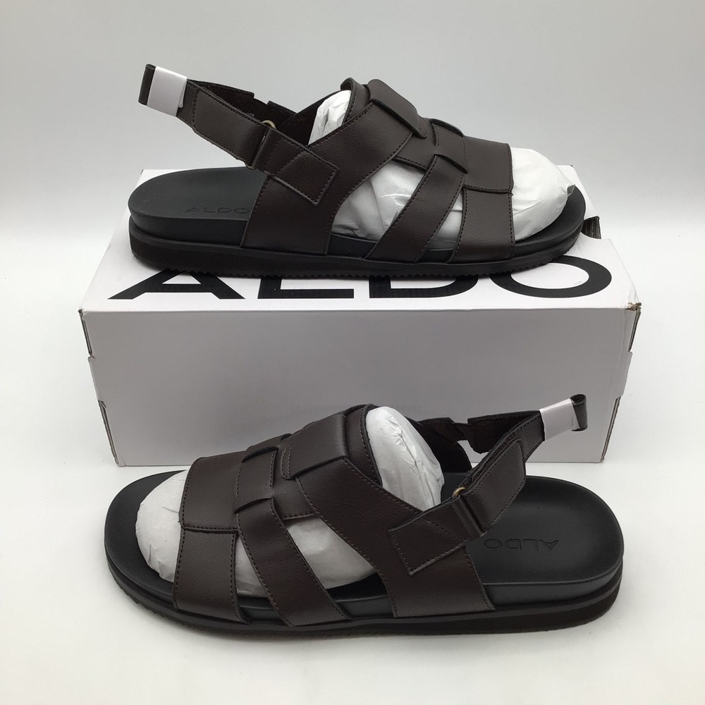 Aldo Nuno-201 Mens Dark Brown Fisherman Strappy Sandals Size 13 NEW